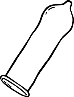 Illustration eines glockenförmigen Kondoms