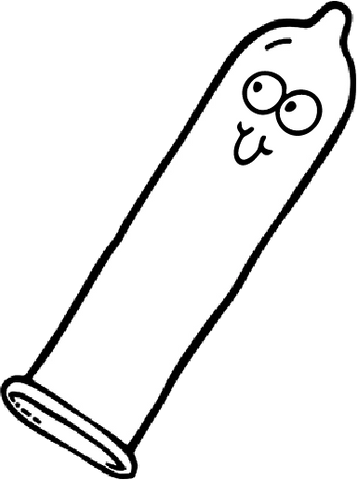 Illustration eines geraden Kondoms mit Nase und Augen