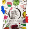 03Vorderseite einhorn Kondomverpackung mit illustriertem Einhorn und lustigen Gegenständen, die aussehen wie Vulvas