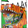 Paket-Big-Dino1 Dino Kopf auf Pappe mit einhorn BIG Kondomen groß (57mm) im Maul
