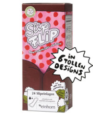 1 SlipFlip Slipeinlagen Verpackung mit Unterkörper von Menstruierender