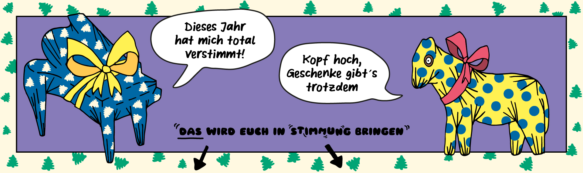 Klavier und Zebra in Geschenkpapier eingepackt