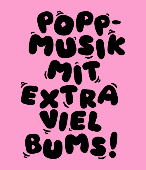 Banner mit Schrift Popp-Musik mit extra viel Bums